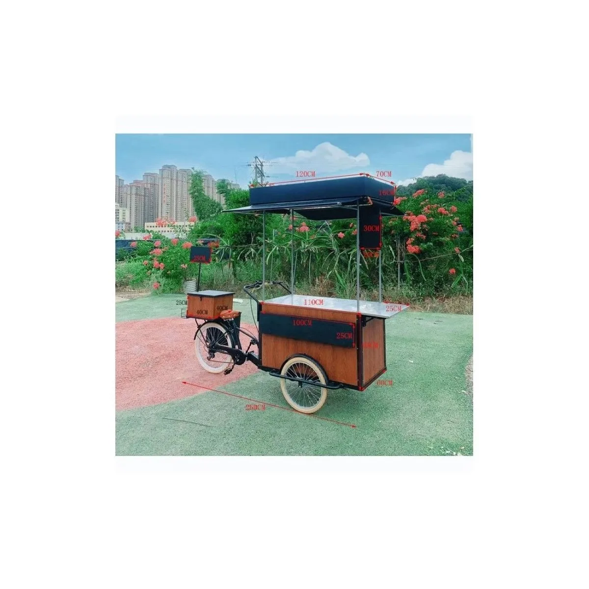 Commercial Hot Dog Cart Tricycle Small Size Ice Cream Bicycle Cart Mobile Food Cart