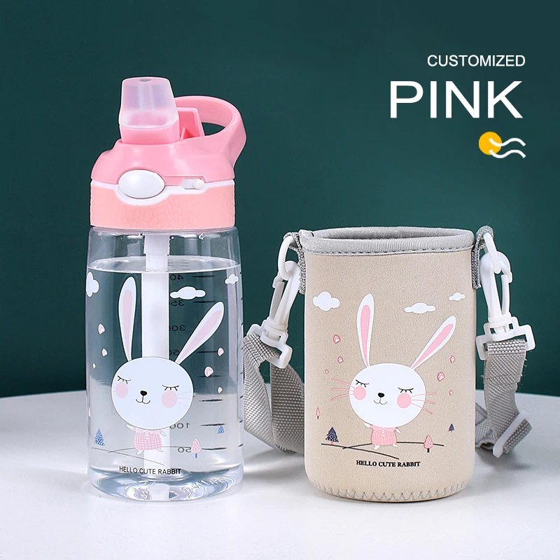 Giant Water Bottle Clear Plastic Drink School Cute Free Kids With Straw ...