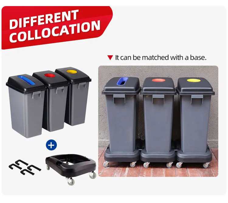 Outdoor Plastic 3 Compartments recycle garbage bin Waste Bin trash can factory