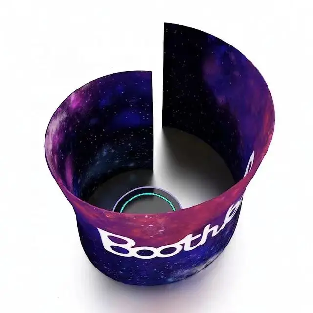 Customize Made Circular 360 Photo Booth Backdrop Spiral Chrome Green Enclosure Meeting Enclosure Room 360 Photobooth