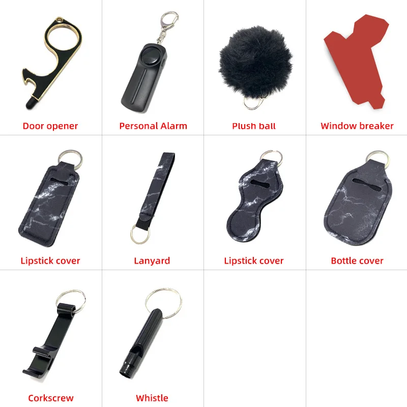 Wholesale 9pcs Outdoor Self Defense Keychain Accessories Self Defense
