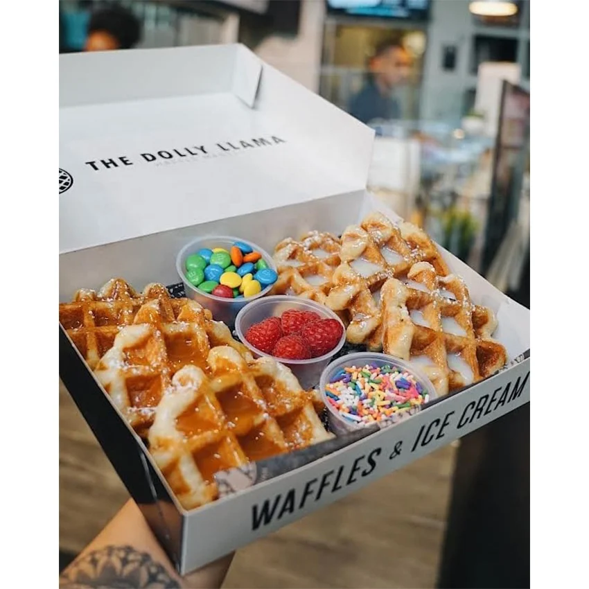 Fast Food Take Out Food Packaging  Mini Pancake  Paper Box Tray Sushi Crepe Browine BBQ Cookie Bakery Waffle Stick Packaging
