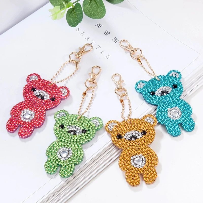 R-QC003-040 ручной работы кольцо для ключей в виде животных на сумку, подвески со стразами крестом ремесло подарок 3D/5D DIY живопись кристаллами алмазами цепочка для ключей