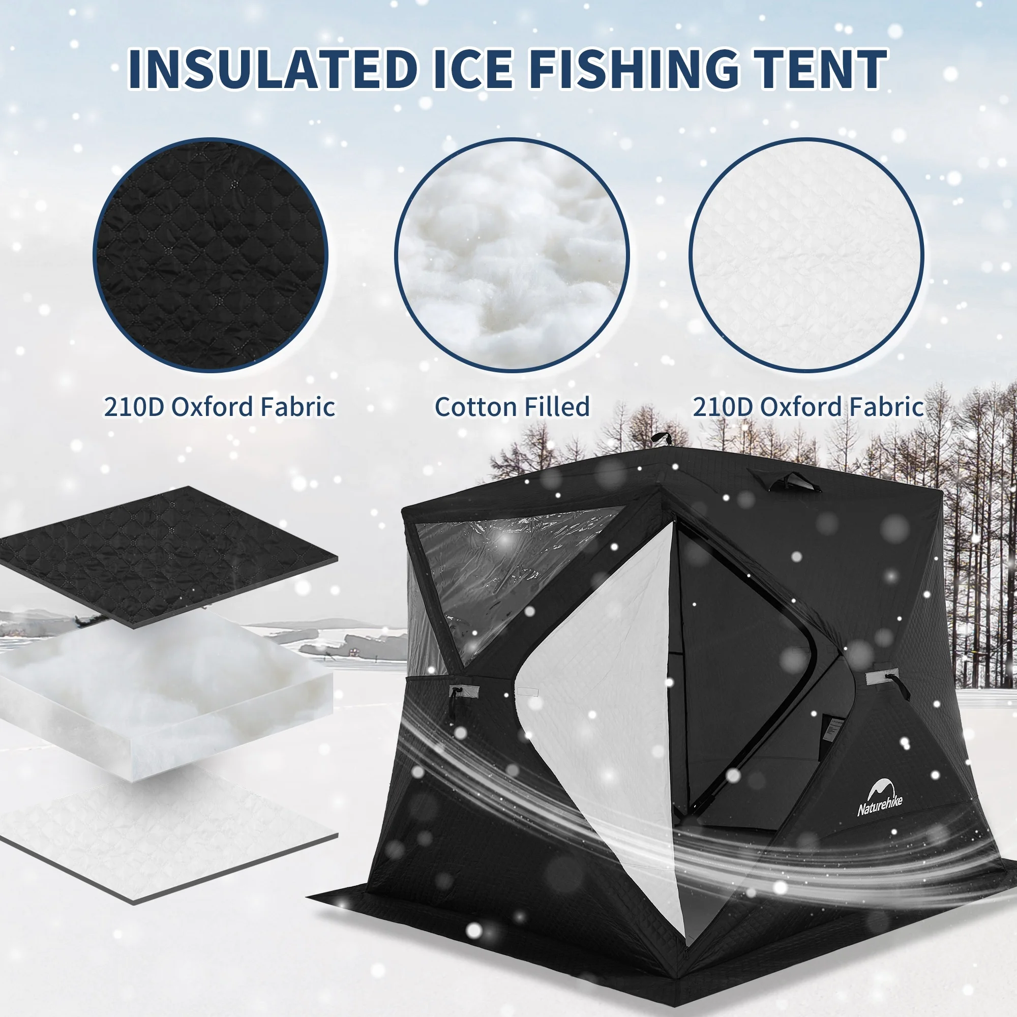 Naturehike outdoor sauna hub tent insulated ice fishing tent 4 person winter camping hot tent