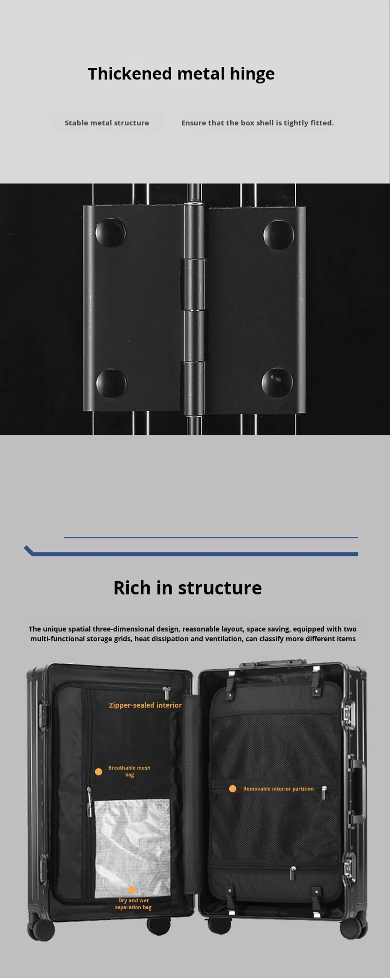 High-End Carry-On Case New Design Full Aluminum Suitcase with Brake Spinner Wheels Anti-Theft Modern Style Luggage 20 Inch manufacture