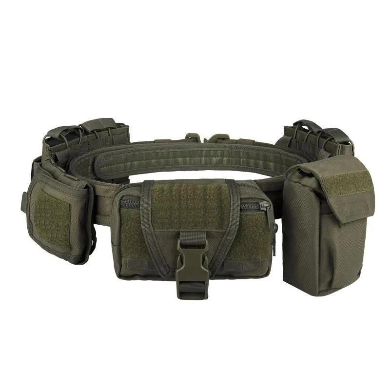 Multifunctional Tactic Waist Belt Adjustable Tactical Belt with Detachable Pouch Quick Release Buckle for Outdoor Activities