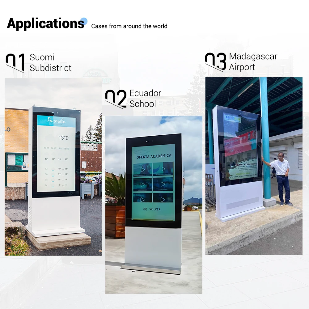 Display Monitor 5000 Nits Signage Waterproof Pole Restaurant Facing Digital Billboard Screen Totem Video Lcd Outdoor Screen DOOH