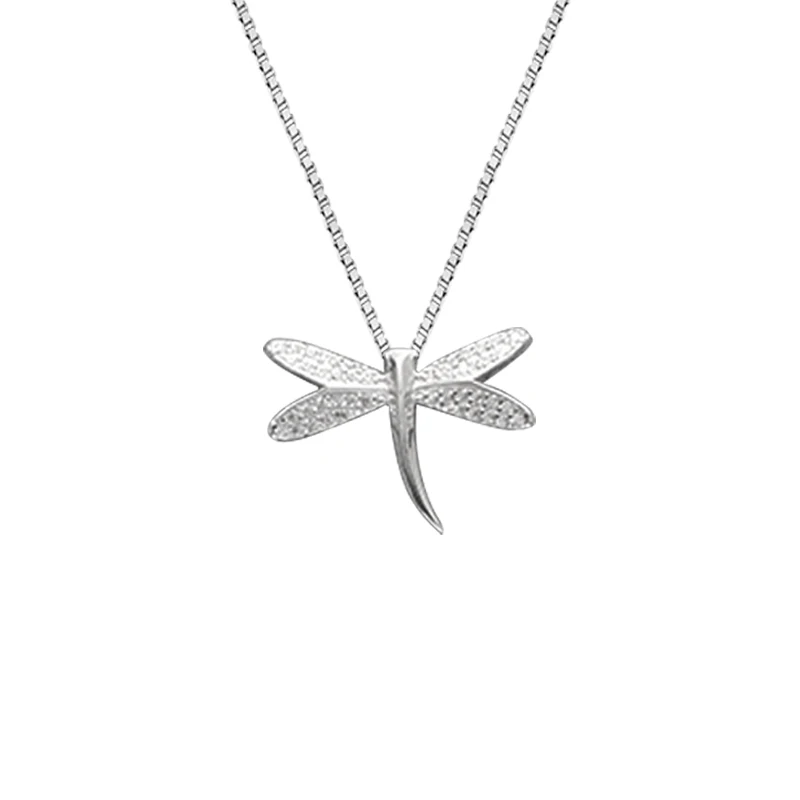 Elegant 925 Silver Dragonfly Pendant Necklace