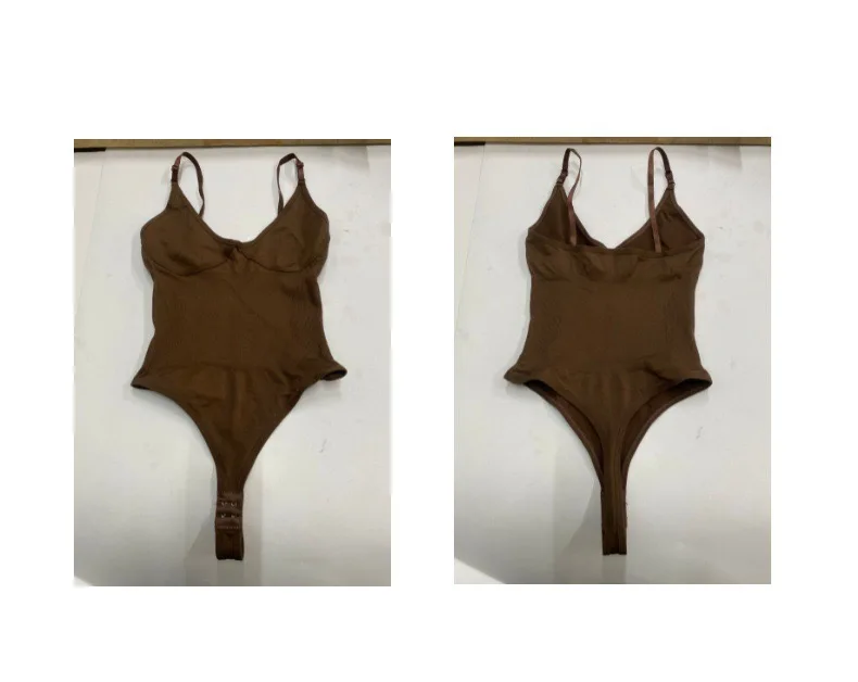 HKRXEC Seamless V-Neck Shaping Bodysuit Brief in Nude