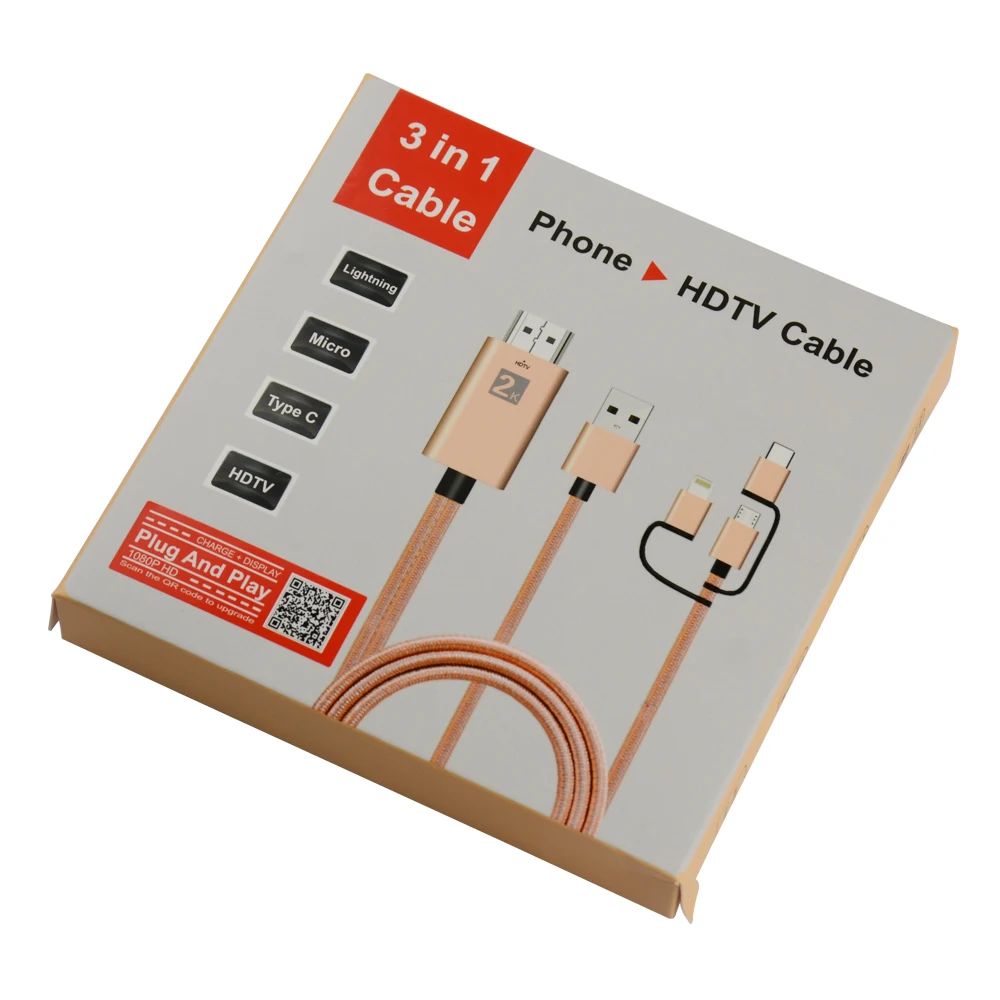 Кабель-адаптер SIPU 3 в 1 с Micro USB Type-C на HDMI 1080P HD TV для телефонов Android