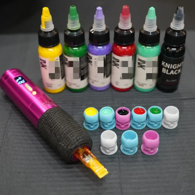 Wholesale Skull Tattoo Ink Cups With Base 200pcs Mixed For Permanent