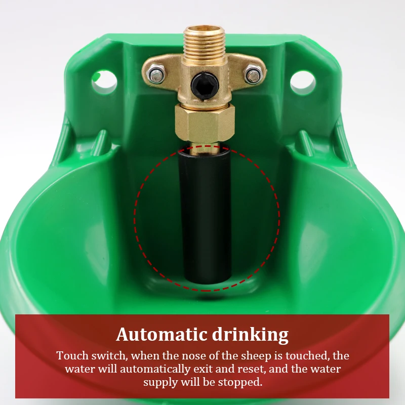 Automatic Copper Valve Sheep Goat Water Bowl Green Plastic Durable Sheep Water Drinking Bowl