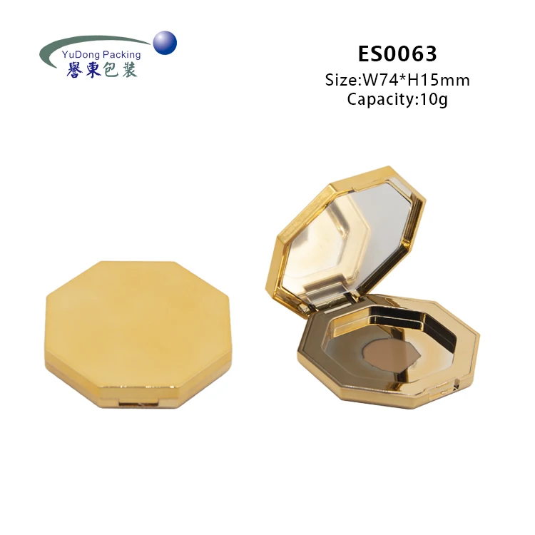 Custom Octagon Shape Gold Empty Blush Compact Powder case Blush Container Blush Packaging