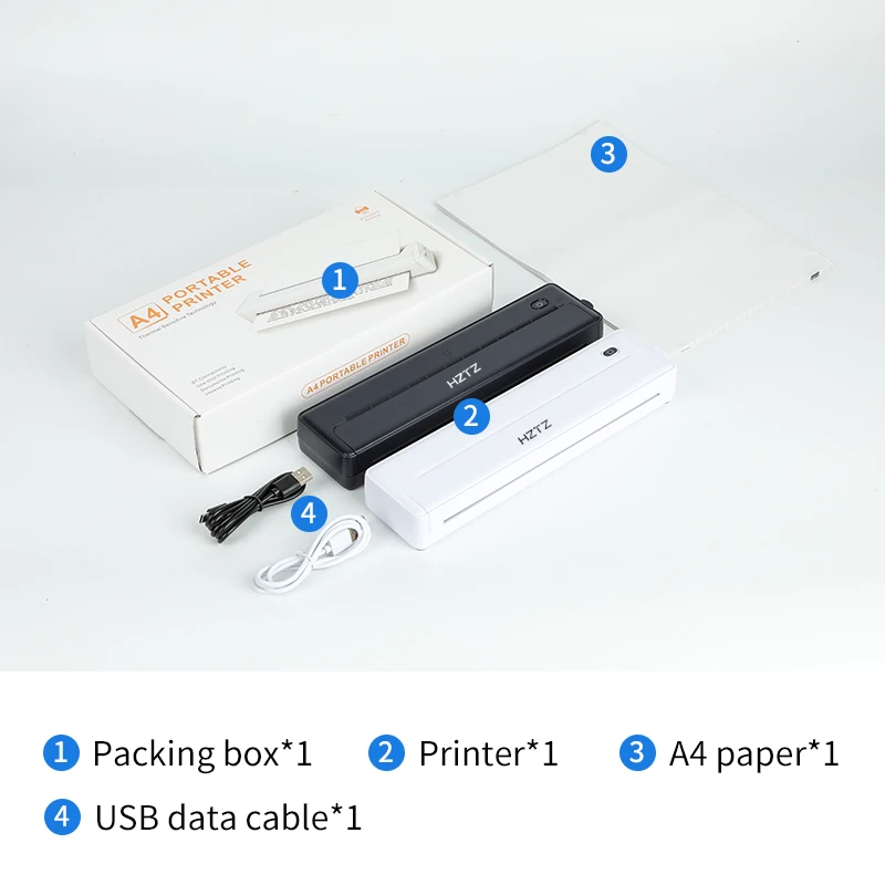プリンター・複合機 A4 Portable Thermal Printer HZTZ A4 Portable Mini Thermal Printer - Wireless & Versatile