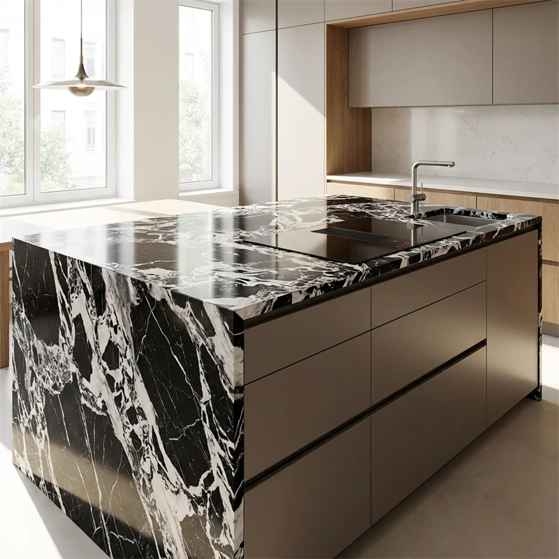 Nowoczesny Luksusowy Czarny Marmur, Blat Wyspy Kuchennej z Gwarancją 1 Roku, Projekt Napoleon Black Marble