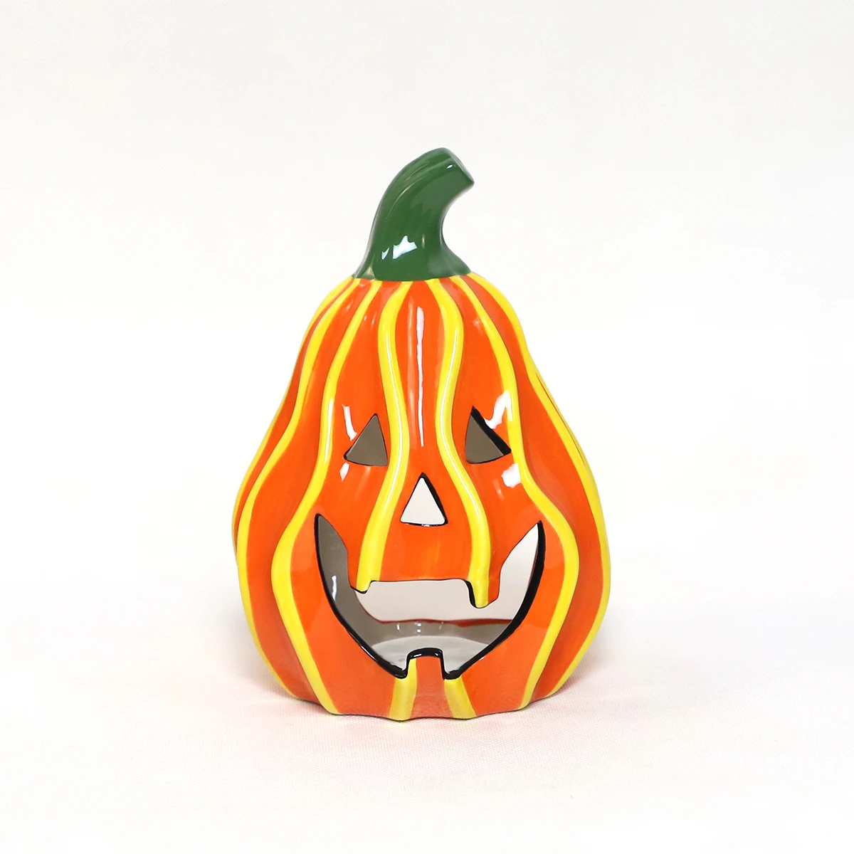 High Quality Halloween Glowing Pumpkin Led Lights Trick Or Treat Ceramic Battery Operated Indoor Ornaments