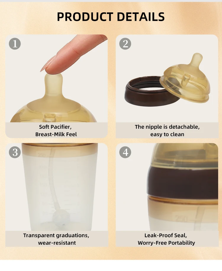 BPA Free Newborn Baby Bottle 0-12 Months Solid Silicone PP Wide Mouth Nipple Feeding Design Imitates Breast Milk Bottle supplier