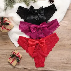 JENGS Factory Oem Outlet Christmas Funny Girls' Underwear Sexy Large Medium Rise Cotton Crotch Lace Splice Women's Triangle Pants