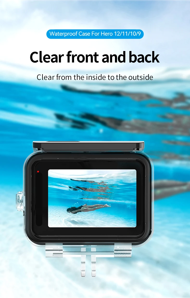 Telesin 45m Waterproof Case Underwater Protective Diving Case for Go Pro Hero12/11/10/9 -- Action camera accessories