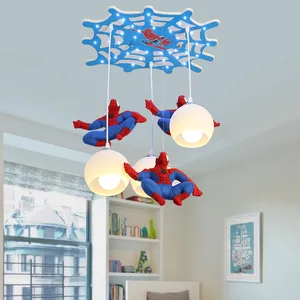 Spider Man Carton Children Pendant Lamp Eye protection LED Modern Kids Bedroom Ceiling Light for Bedroom