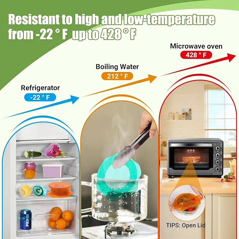 Silicone Stretch Lids for Food Storage in Fridge Reusable Elastic Bowl Cover Sealing Dustproof Can Lid