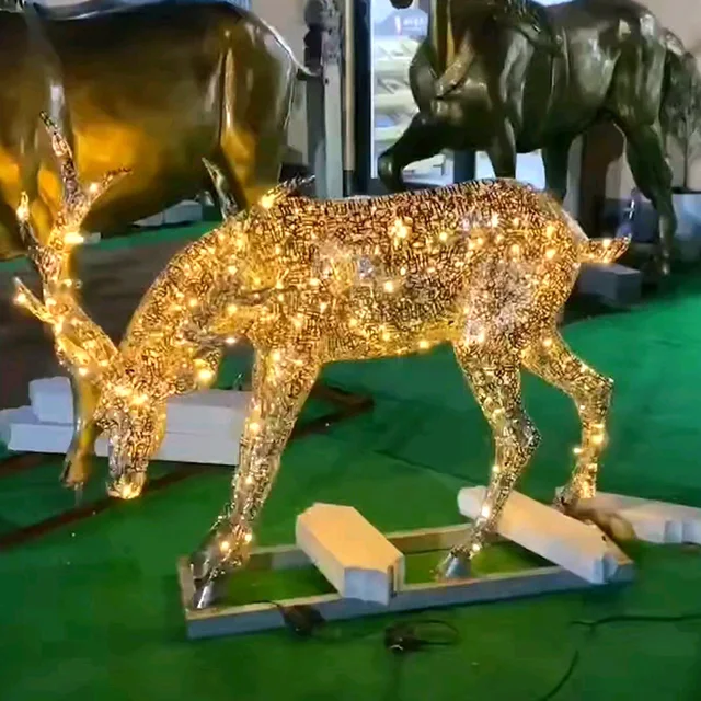 Waterproof Garden Pack Lawn Large Led Christmas Decor Acrylic 3D Reindeer Deer Outdoor Motif Silhouette Figure Lights