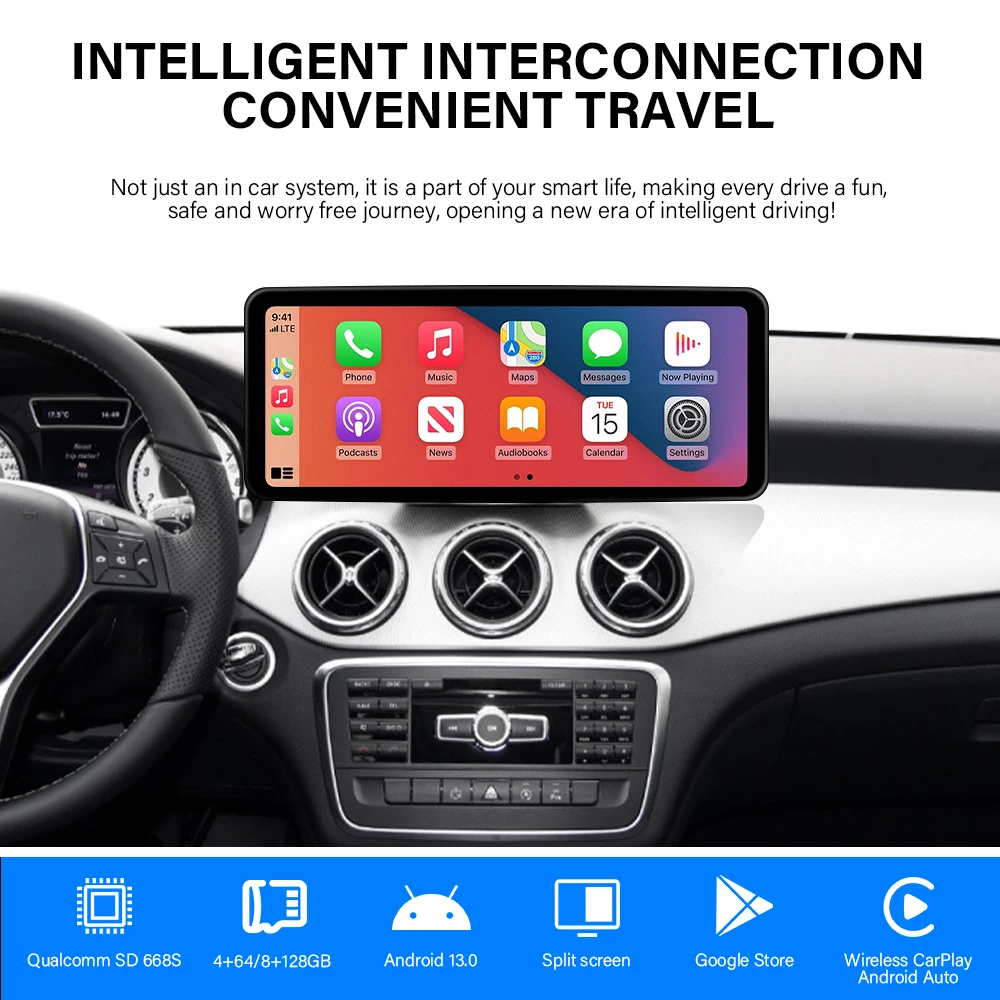 A Class NGT4.0 W176 Android Car Screen 12.3 Inch Wireless CarPlay Android Auto Bluetooth Car Dvd Player for for Mercedes Benz