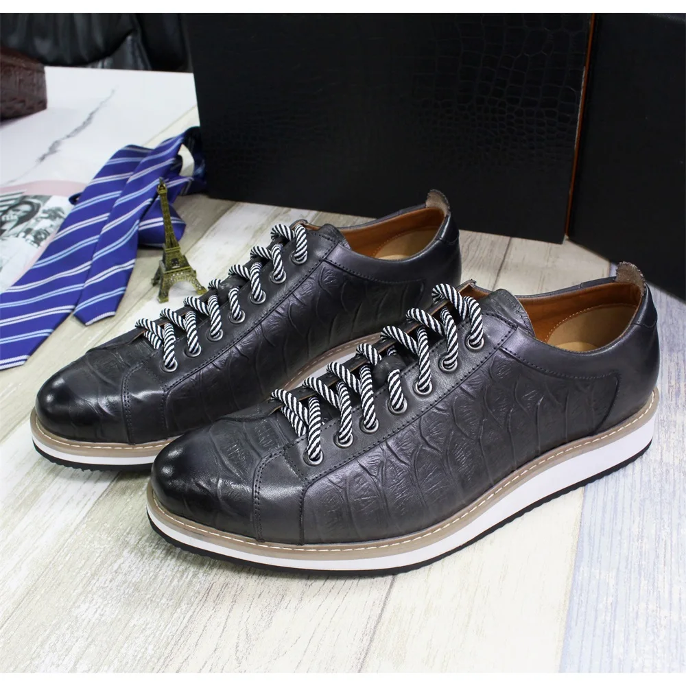 European Style Men's Casual Shoes Real Cow Leather Green Black Fashion ...