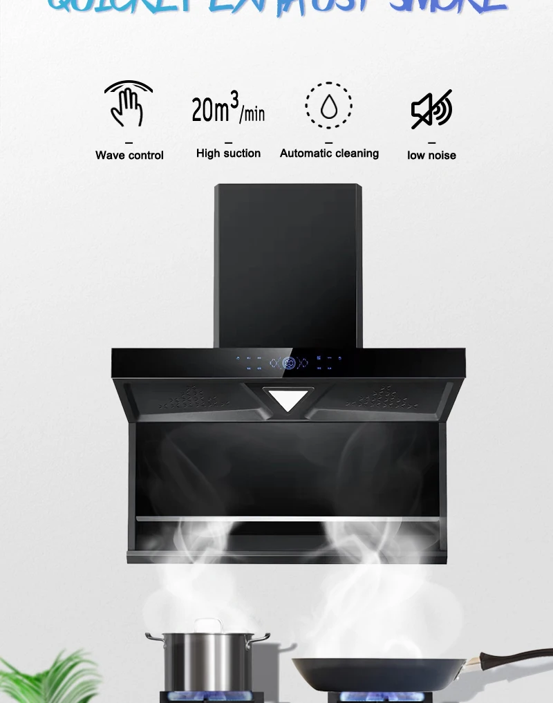 Household Kitchen Range Hood Smoke Cleaning Copper Motor Low Noise