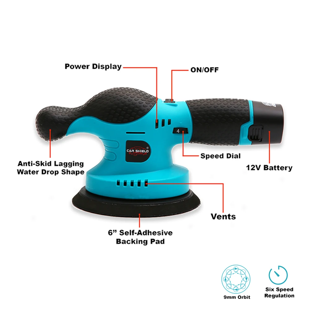 Автомобильная шлифовальная машина 6 дюймов 9 мм беспроводная полировальная двойного