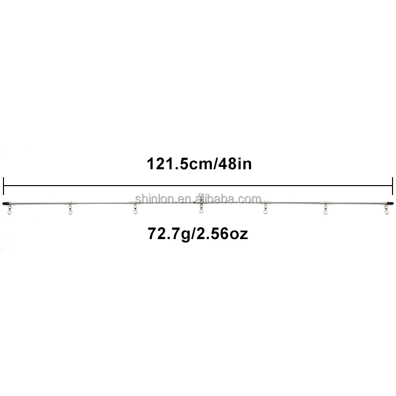 48" Fishing Teaser Titanium Spreader Bars 3mm Diameter With 7 Hanging Points Dreadge And
