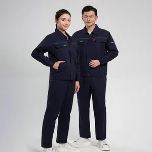 Men Working Jacket Turndown Collar Zipper Closure Protective Wear Spring Autumn Construction Uniform Labor Protection Clothing