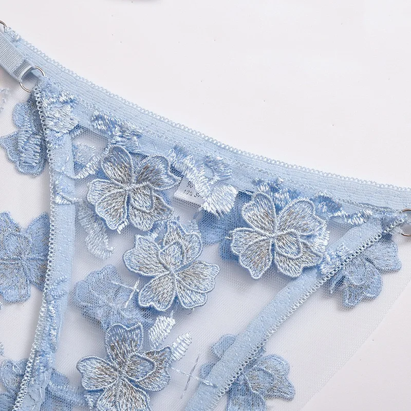 New Arrival 3d Flower See Through Embroidery Two Pieces Sexy Lingerie ...