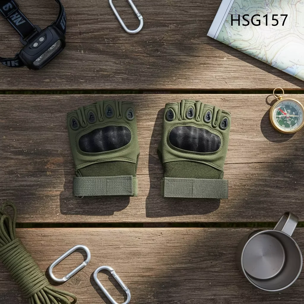 HY,outdoor Survival Tactical Level Shock Resistant Knuckle Gloves Utility Khaki/green Color in Stock Tactical Gear Gloves HSG156