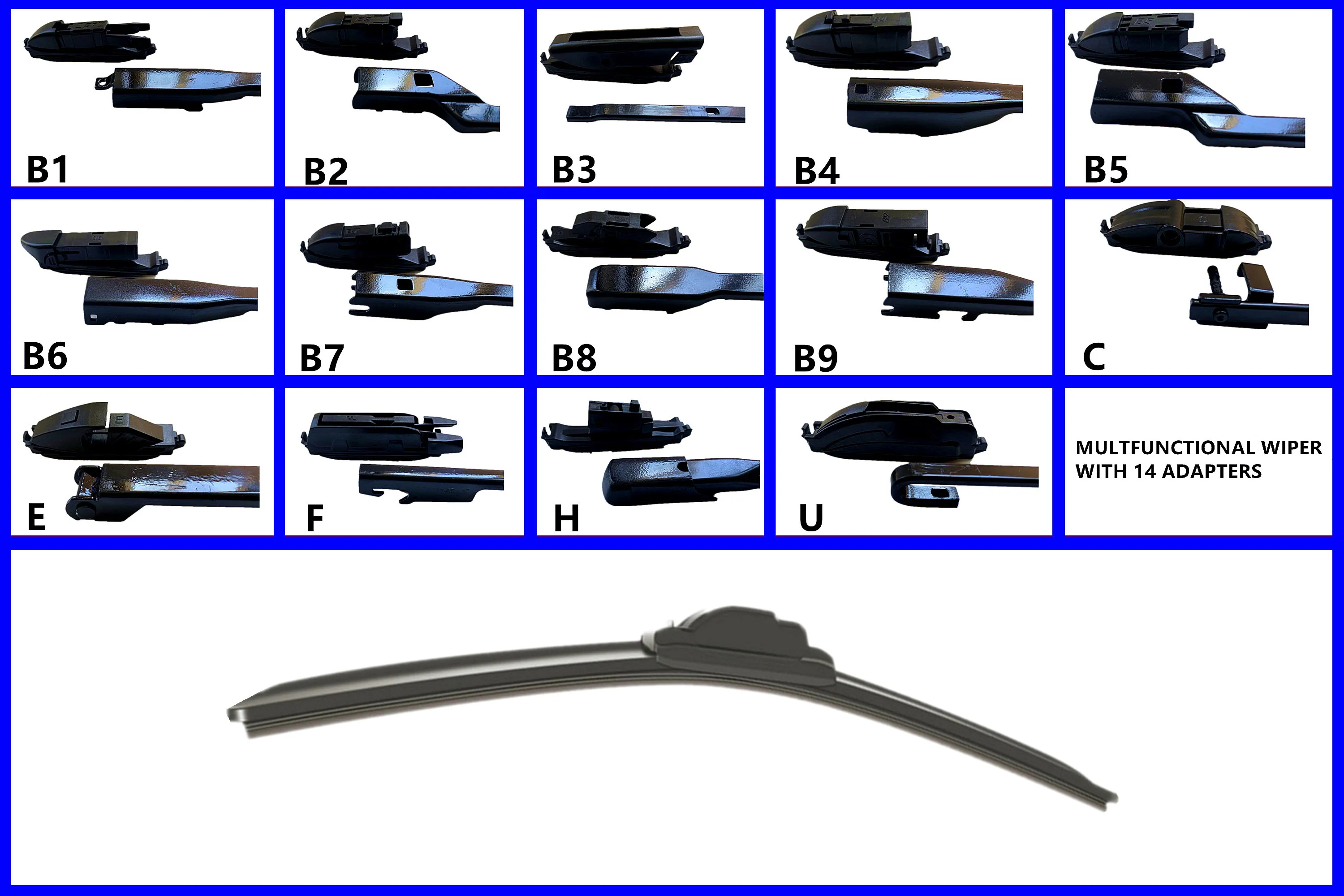 With 14 Universal Adapter Car Windshield Wipers Blade Xiamen Wiper