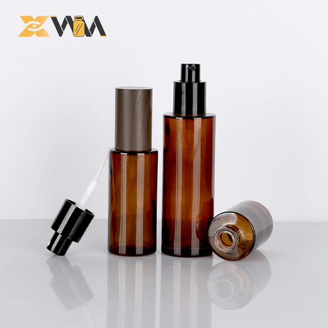 FDA/EU Certified 60ml 80ml Tea-Colored Glass Tall Thin Round Bottle + Screen Printing for Floral Perfume