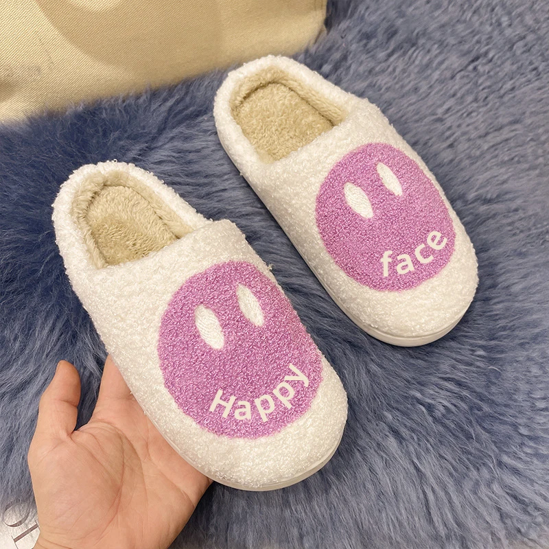 Hot Sell Home Smile Slides Slippers New Style Fur Slides Faux Fur