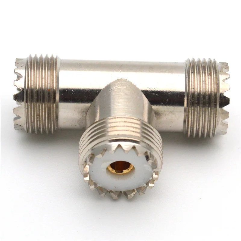 T Shape Walkie Talkie Adapter Connector Copper UHF SL16 PL259 Female ...
