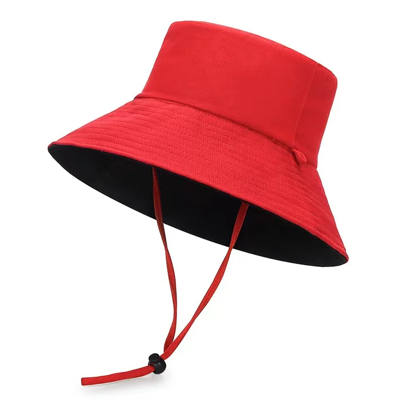Wide Brim Fishing Caps Custom Logo Bucket Hats With String Sun