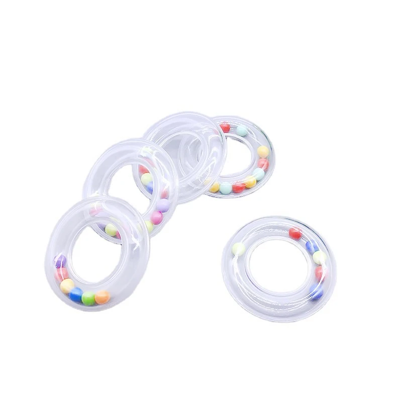 Clear Colorful Beads Insert Portable Infant Baby Toys Plastic Rattle Ring  Amigurumi Supplies Baby Plastic Rattle Ring