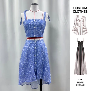 ODM OEM Custom Clothing Manufacturers Fashion New Arrival Summer Button Printed Floral Elegant Women Crafted Mini Casual Dress