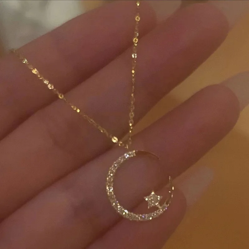 Luxury Crystal Moon Pendant Necklace