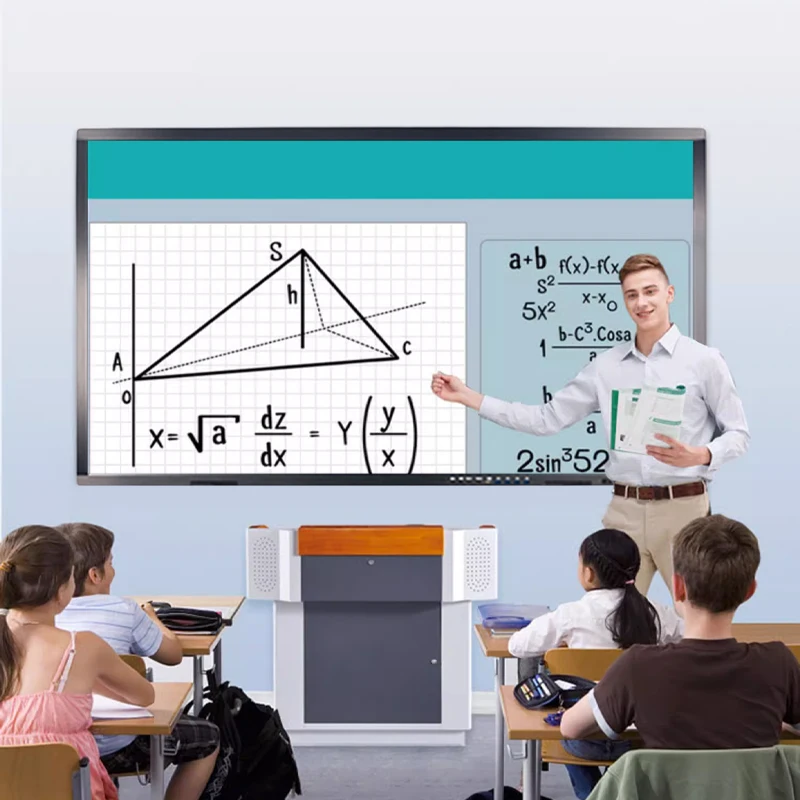 Intelligent Touch Mobile Stand Tempered Glass Touch Screen Interactive Digital White Board for School and Projector