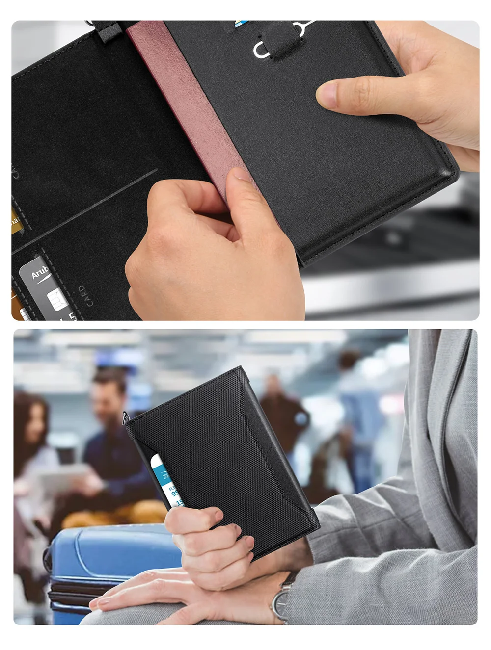 Men's Slim Pu Leather Beige Passport Cover Waterproof Anti-Theft Passport Holder with Keychain and Lanyard