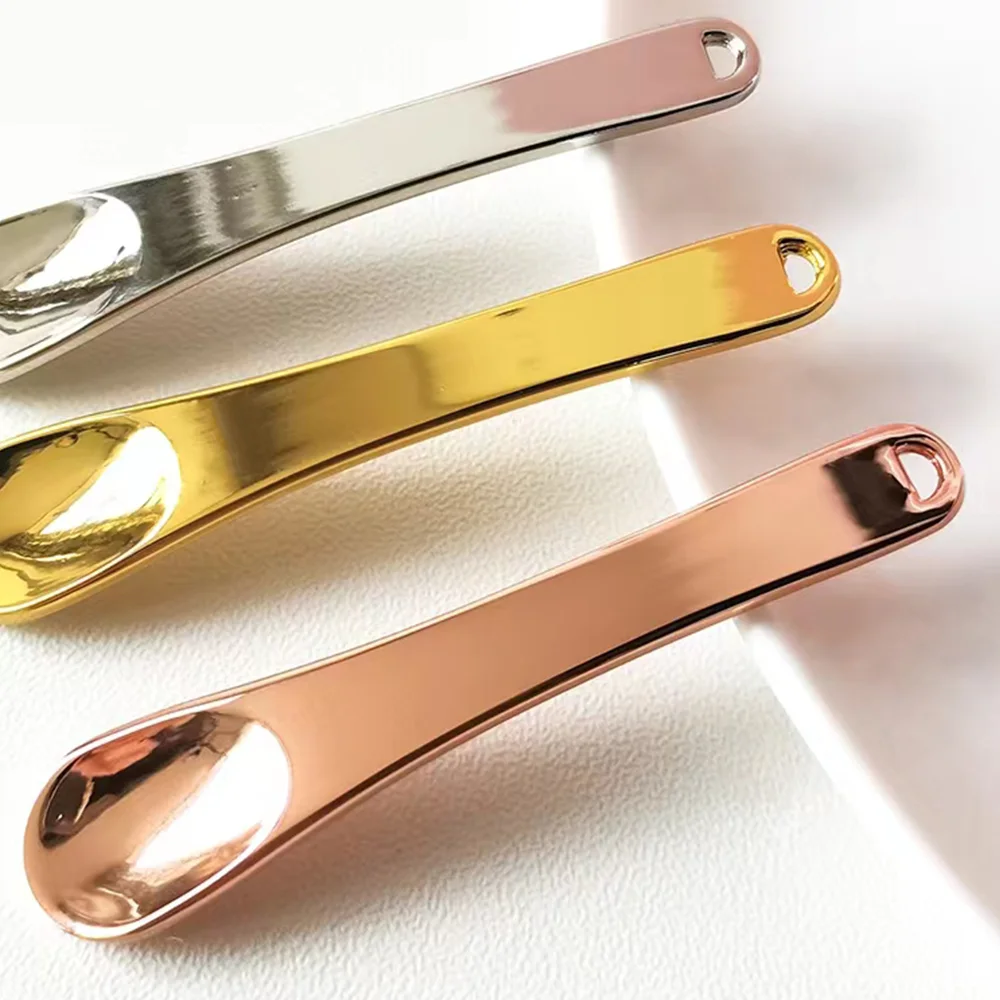 Ложка с логотипом на заказ, лопатка для косметики, крем для лица, ложка, Мини Золотая Косметическая ложка