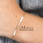 Bracelet EManco Minimalist Personalized Engraved Bracelet Custom Stainless Steel Bar Engraved Bracelet