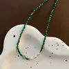 04-f24 Gold cyan beaded pearl necklace
