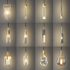 Nordic Modern Simple Indoor Copper Crystal Chandelier Elegant Pendant Lights for Home Office Hotel or Restaurant Living Room