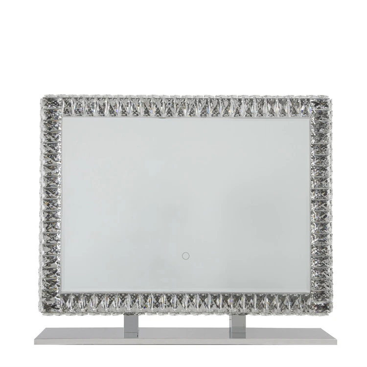 Ilumay Rectangle Vertical Glass Sparkly Crushed Diamond Mirror Vanity ...