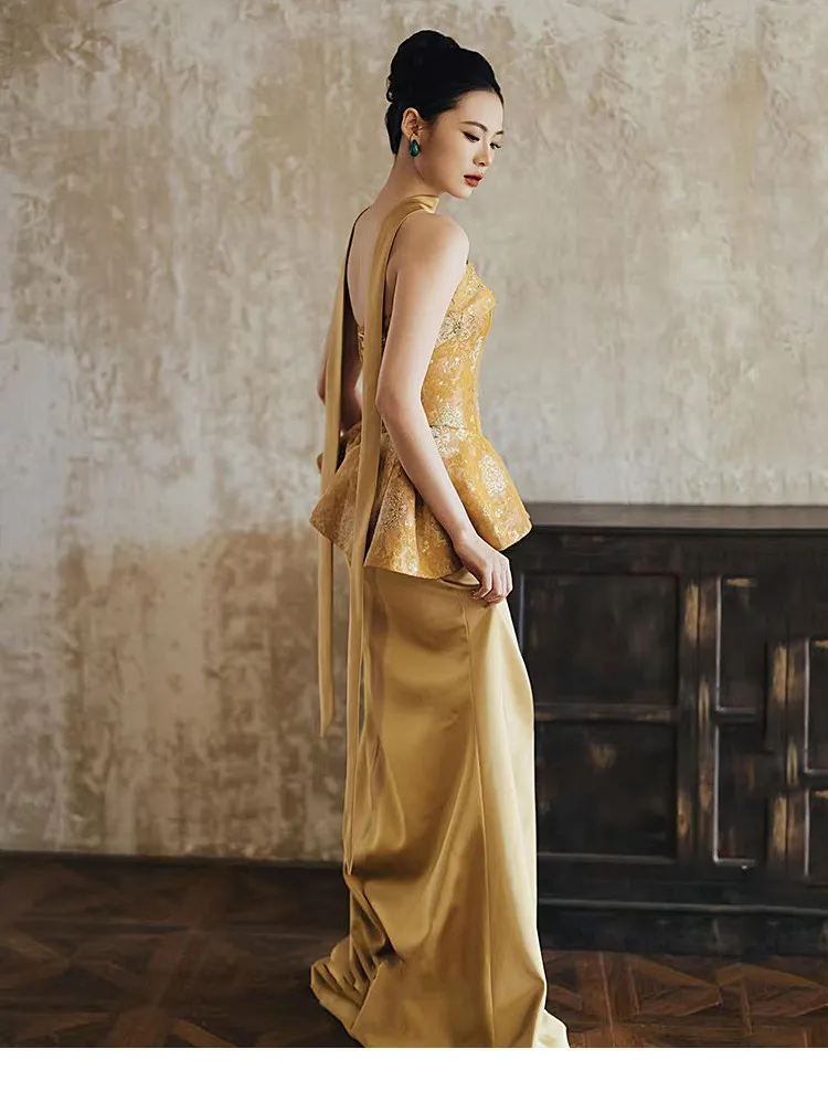 S0697Y 2026 New Chinese-style Gold Engagement Dress Bride's Toast Dress High-end Retro National Style Fishtail Evening Dresses| Alibaba.com S0697Y 2026 New Chinese-style Gold Engagement Dress Bride's Toast Dress High-end Retro National Style Fishtail Evening Dresses| Alibaba.com